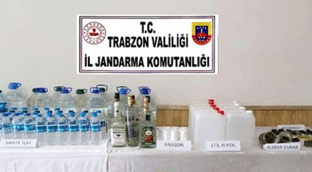 Trabzon’da 115 litre sahte rakı ele geçirildi