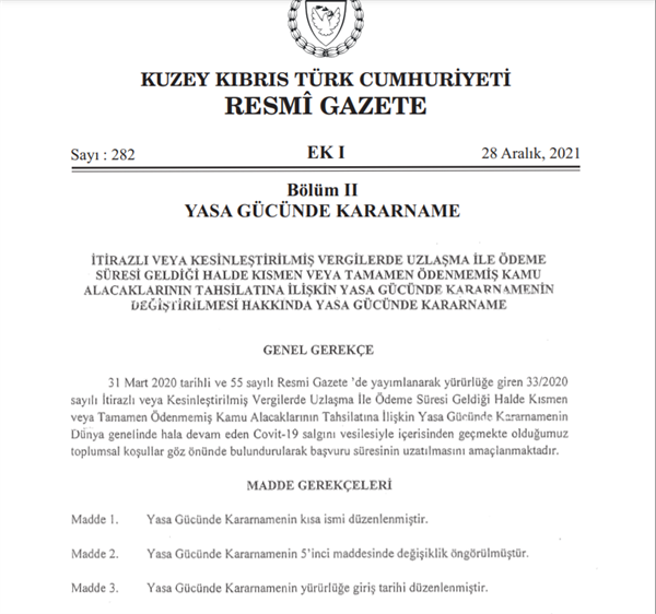 Kamu Alacaklarının Tahsilatıyla İlgili Yasa Gücünde Kararname yürürlüğe girdi