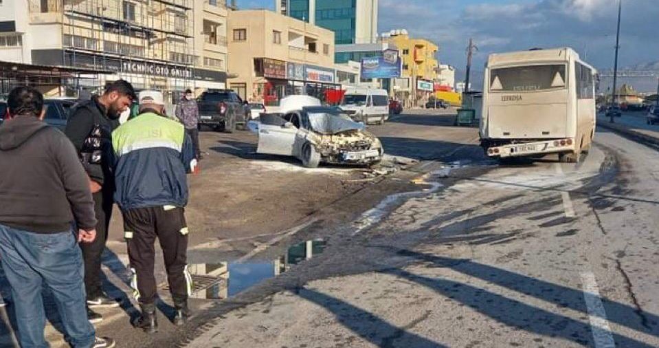 Lefkoşa’da korkutan kaza