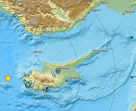 Meteoroloji Dairesi: Deprem, Lefkoşa Deprem İstasyonu’ndan yaklaşık 132 km  uzaklıkta kaydedildi