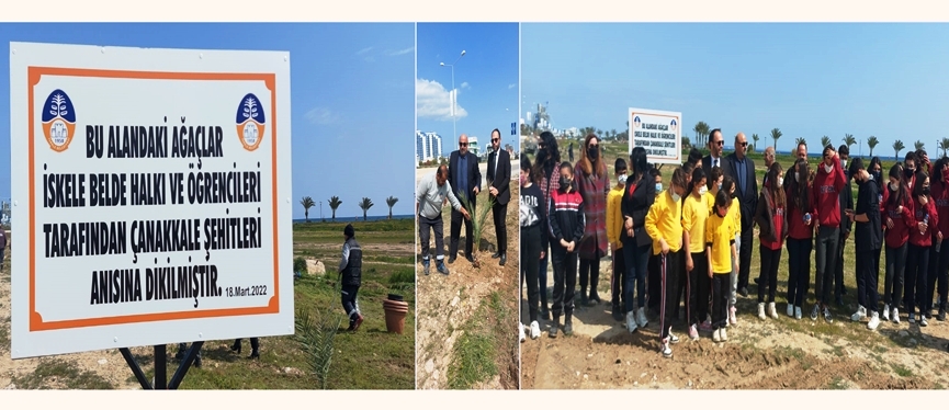 18 Mart Şehitleri anısına İskele Halk Plajı alanına fidan dikildi