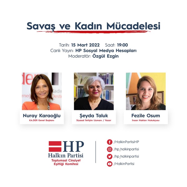HP “Savaş ve Kadın Mücadelesi” paneli düzenliyor