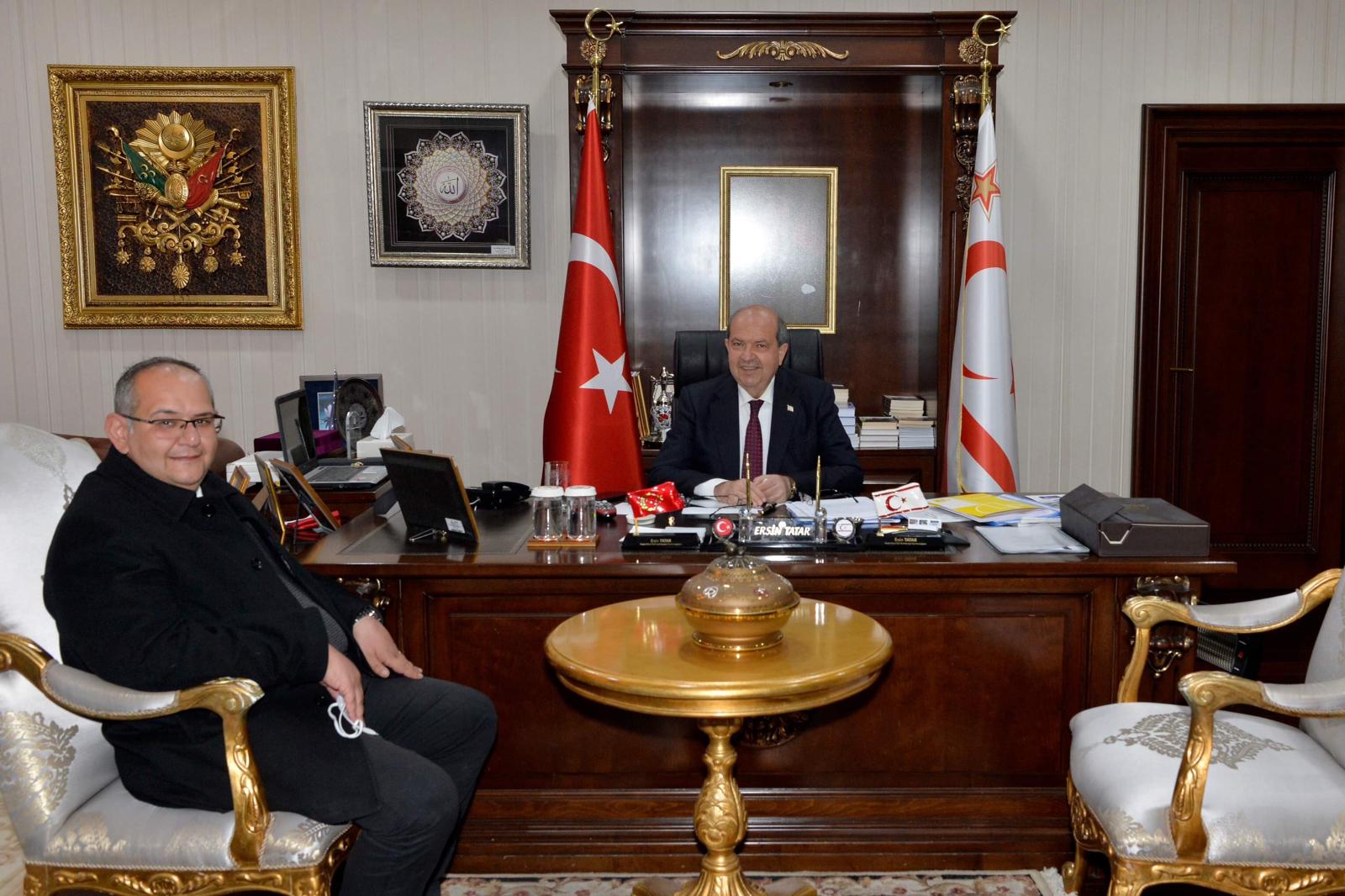 Cumhurbaşkanı Tatar, Yayın Yüksek Kurulu Başkanı Feyzi Hansel’i kabul etti
