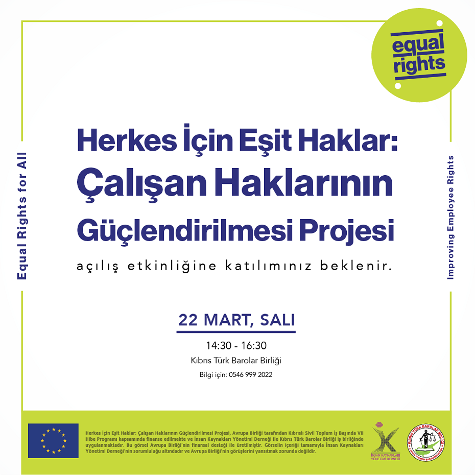 “Herkes İçin Eşit Haklar Projesi”nin açılış etkinliği Salı günü yapılacak