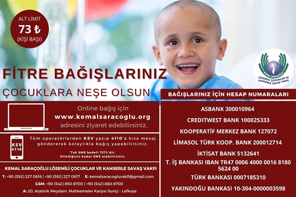 Kemal Saraçoğlu Vakfı: Fitre bağışlarınız, çocuklara neşe olsun