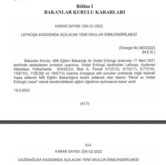 Yeni inşa edilecek okulların isimleri belirlendi