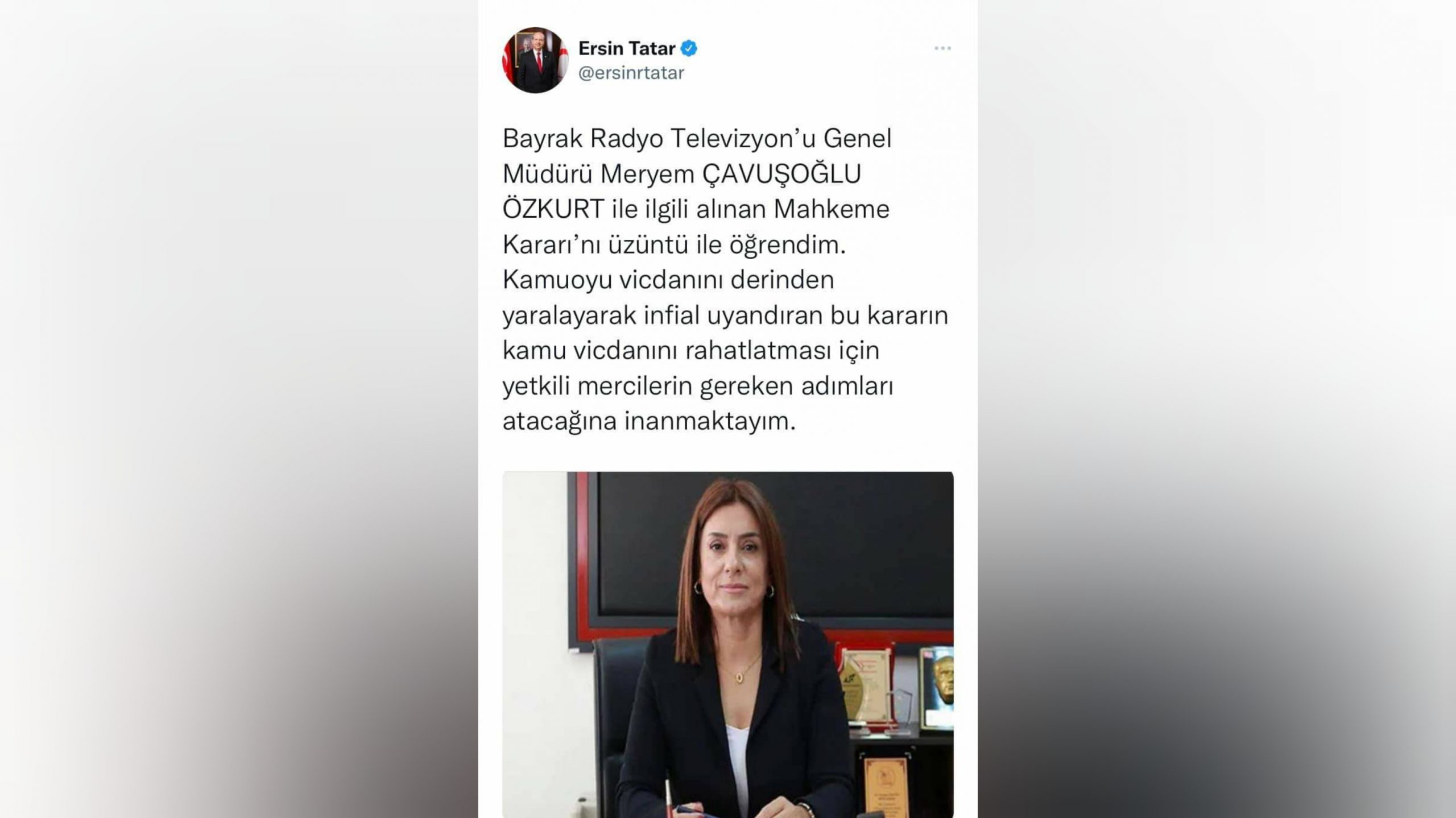 Tatar:  Kamu vicdanının rahatlatılması için gereken adımların atılacağına inanıyorum