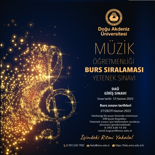 DAÜ Müzik Öğretmenliği Lisans Programı’na yetenek sınavı ile öğrenci kabul edilecek