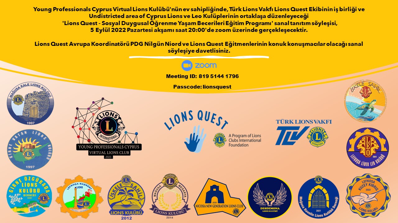 Lions kulüplerinin sanal söyleşisi 5 Eylül’de