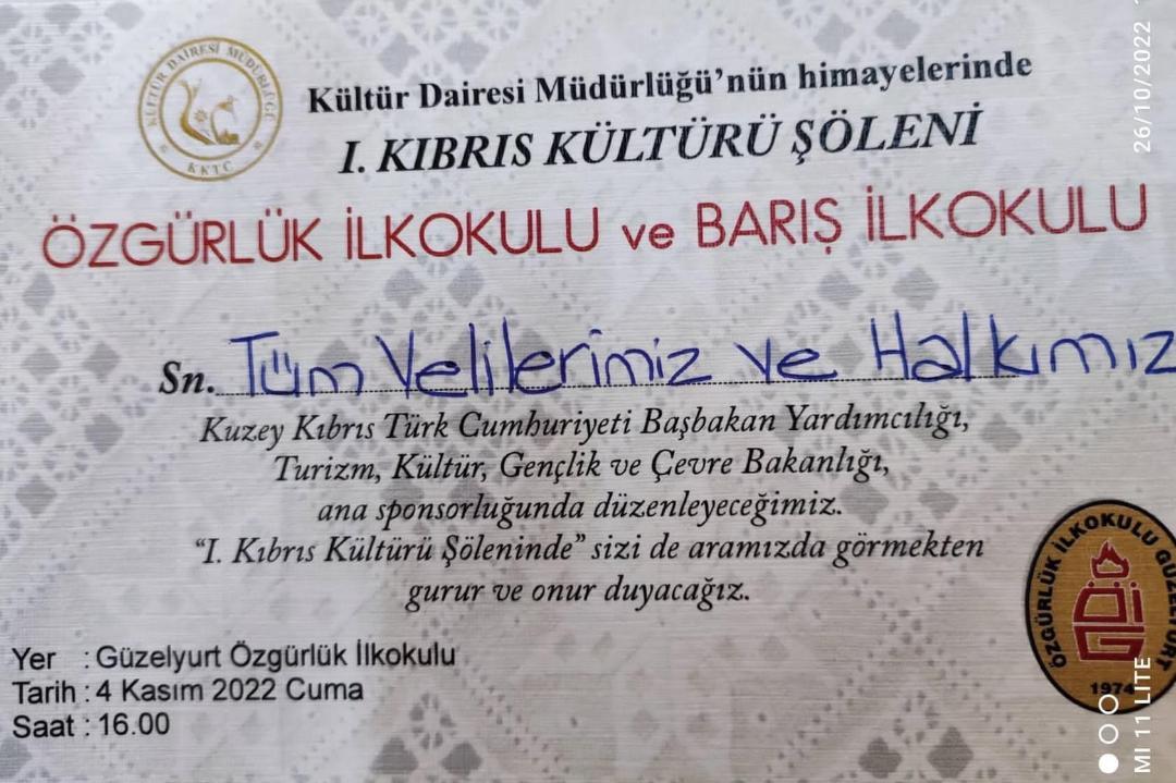 Özgürlük ve Barış ilkokullarından Kıbrıs Kültür Şöleni