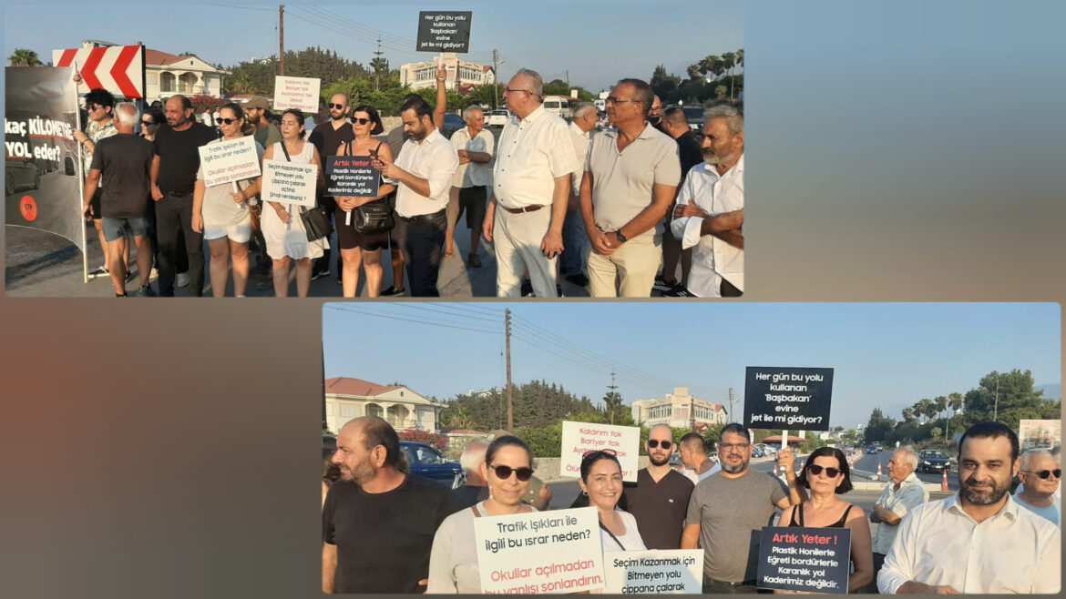 Cumhuriyetçi Türk Partisi Alsancak Örgütü , Alsancak-Lapta çift şeritli yolunun tamamlanması için eylem yaptı