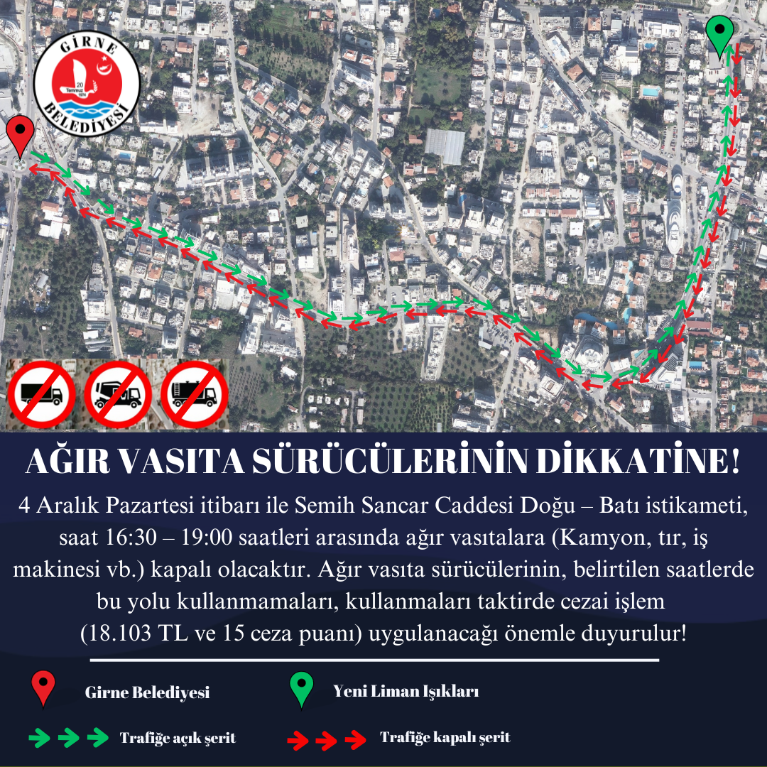 Girne Belediyesi, ağır vasıta trafiğine kısıtlama getirileceğini açıkladı – BRTK