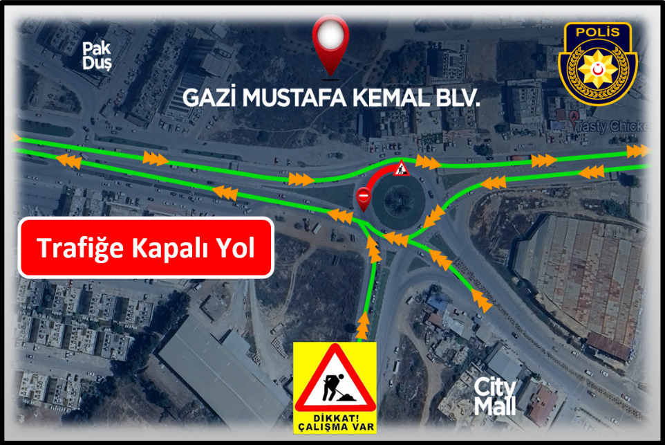 Polisten sürücülere uyarı:Gazimağusa’da Gazi Mustafa Kemal Bulvarı üzerinde yol çalışması yapılacak