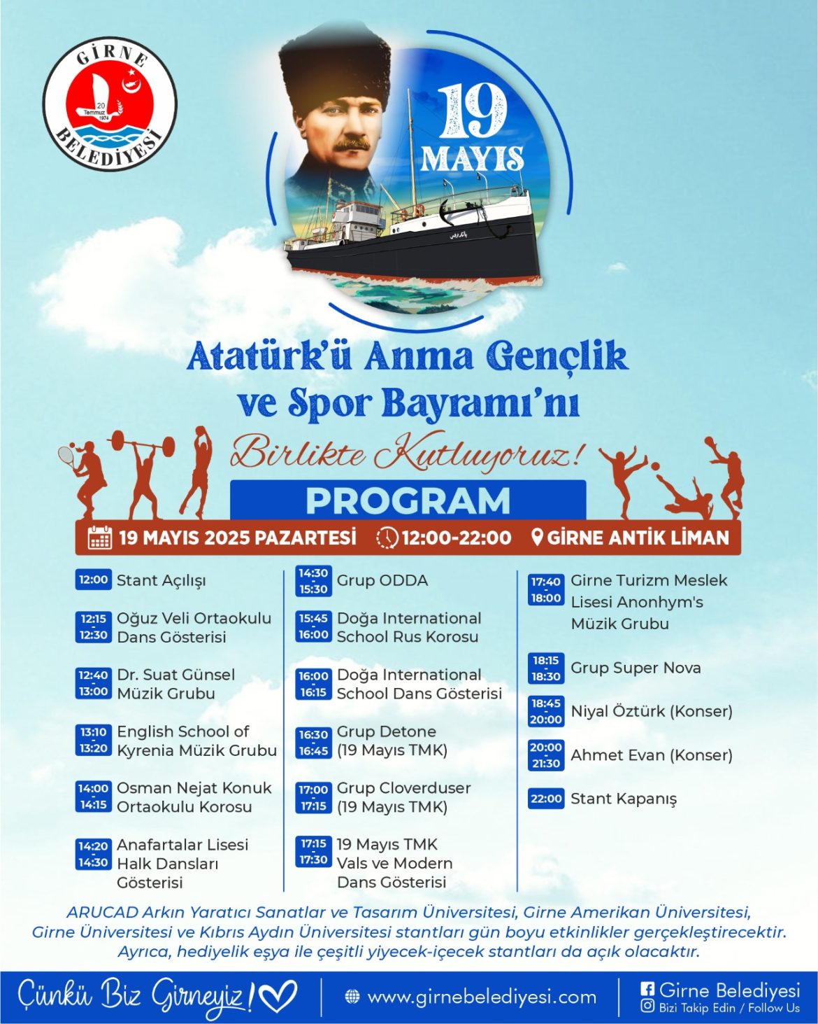 Girne Belediyesi’nden 19 Mayıs Atatürk’ü Anma, Gençlik ve Spor Bayramı’na özel etkinlik
