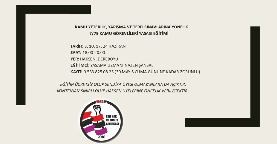 HAKSEN, Kamu Görevlileri Yasası eğitimi verecek