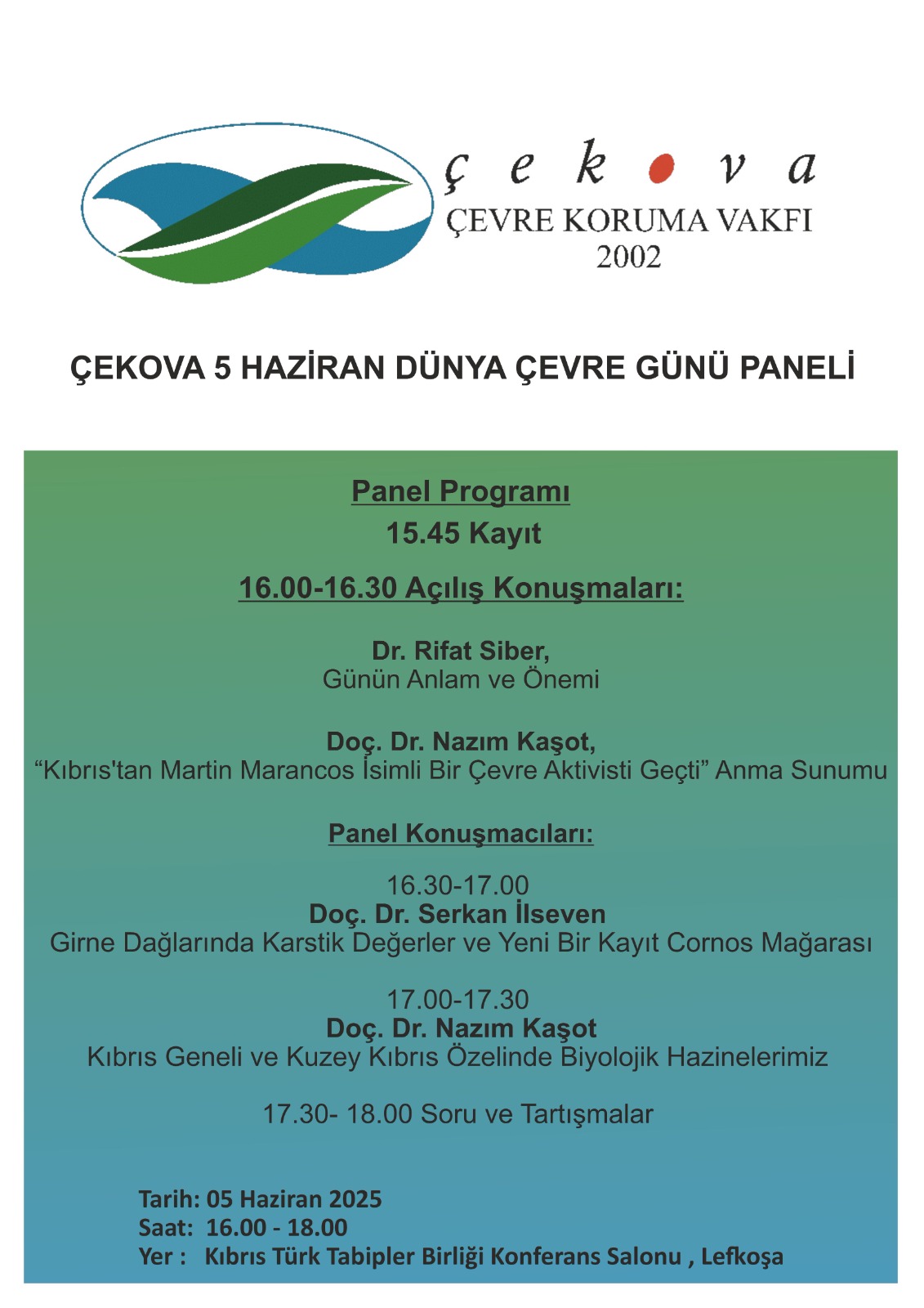Çevre Koruma Vakfı, 5 Haziran Dünya Çevre Günü dolayısıyla panel düzenliyor