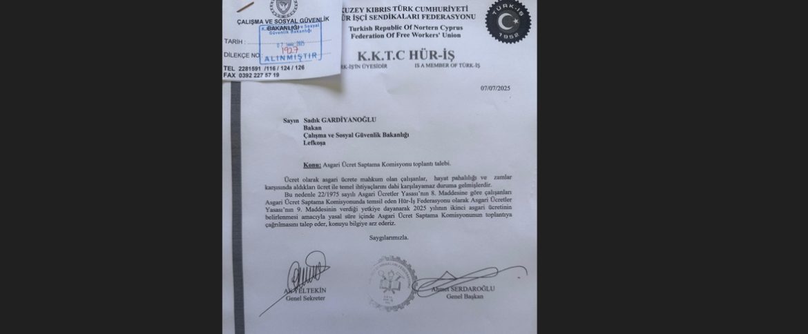 Hür-İş, asgari ücret masasının toplanması için resmi başvuruda bulundu